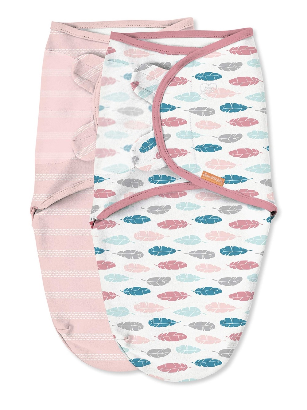 SwaddleMe Baby Girl Swaddle Wrap 2 Pack Size Large 14-18 lbs Pink Feather Print
